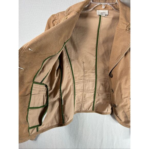 Preppy Ann Taylor LOFT Tan Corduroy Blazer Jacket Casual Fall Classic Y2K 10 - Picture 13 of 13